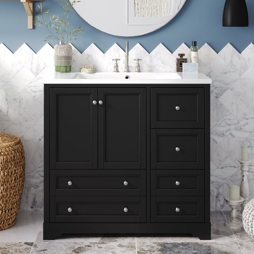 36inch Bathroom Vanity with Sink,  Solid Wood Freestanding Bathroom