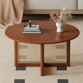 A natural and elegant deep red wooden coffee table with artificial